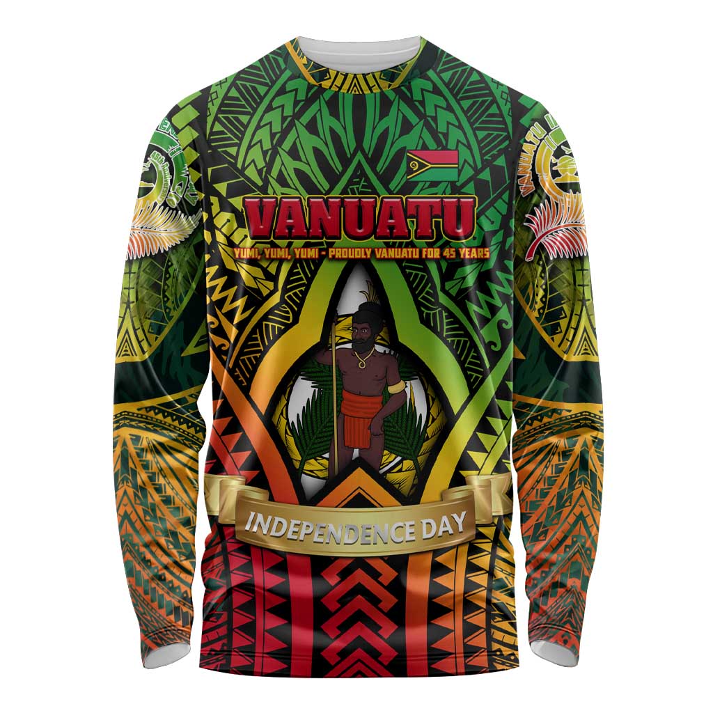 Vanuatu 45th Independence Anniversary Long Sleeve Shirt Embracing Our Traditions Shaping Our Future