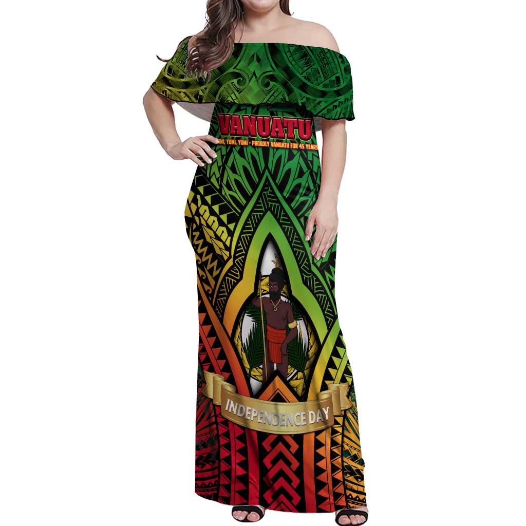 Vanuatu 45th Independence Anniversary Off Shoulder Maxi Dress Embracing Our Traditions Shaping Our Future