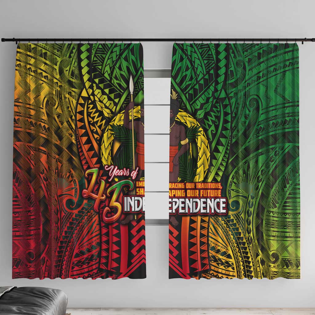 Vanuatu 45th Independence Anniversary Window Curtain Embracing Our Traditions Shaping Our Future DT02 With Hooks Art - Polynesian Pride
