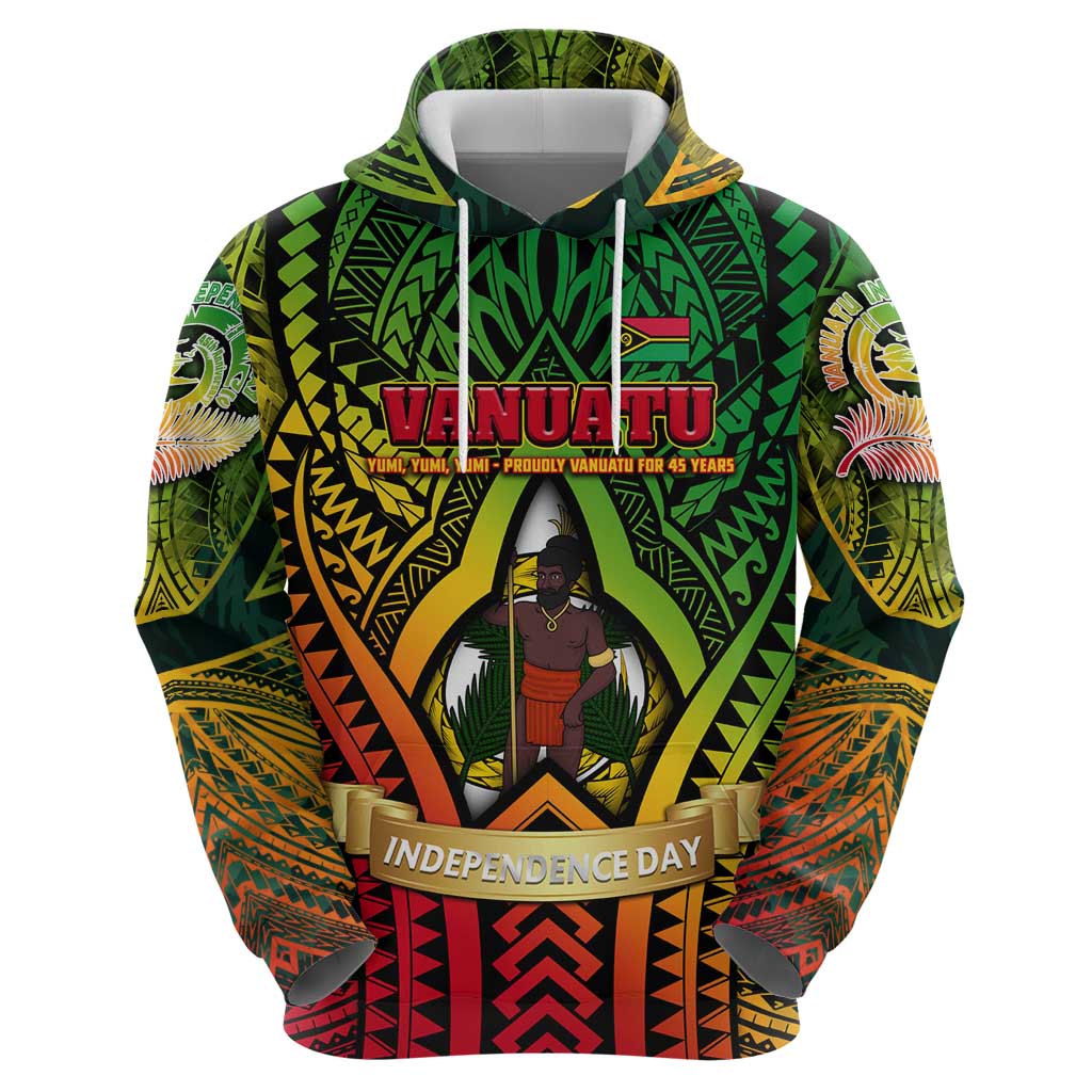 Vanuatu 45th Independence Anniversary Zip Hoodie Embracing Our Traditions Shaping Our Future