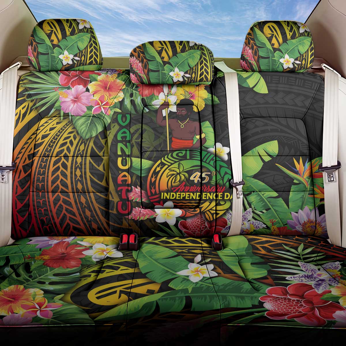 45th Anniversary of Freedom Vanuatu Back Car Seat Cover Island Pride Cultural Power Pacific Unity