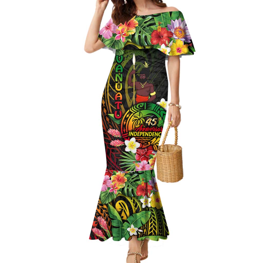 45th Anniversary of Freedom Vanuatu Family Matching Mermaid Dress and Hawaiian Shirt Island Pride Cultural Power Pacific Unity