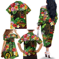 45th Anniversary of Freedom Vanuatu Family Matching Off The Shoulder Long Sleeve Dress and Hawaiian Shirt Island Pride Cultural Power Pacific Unity