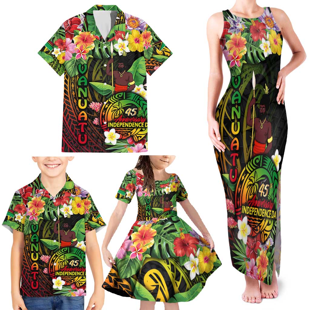 45th Anniversary of Freedom Vanuatu Family Matching Tank Maxi Dress and Hawaiian Shirt Island Pride Cultural Power Pacific Unity