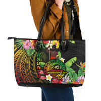 45th Anniversary of Freedom Vanuatu Leather Tote Bag Island Pride Cultural Power Pacific Unity