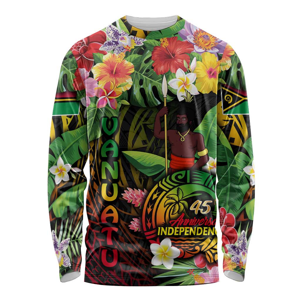 45th Anniversary of Freedom Vanuatu Long Sleeve Shirt Island Pride Cultural Power Pacific Unity