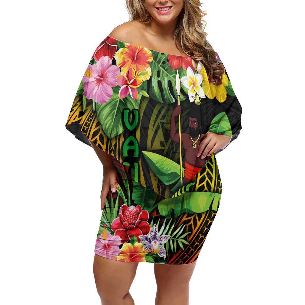45th Anniversary of Freedom Vanuatu Off Shoulder Short Dress Island Pride Cultural Power Pacific Unity