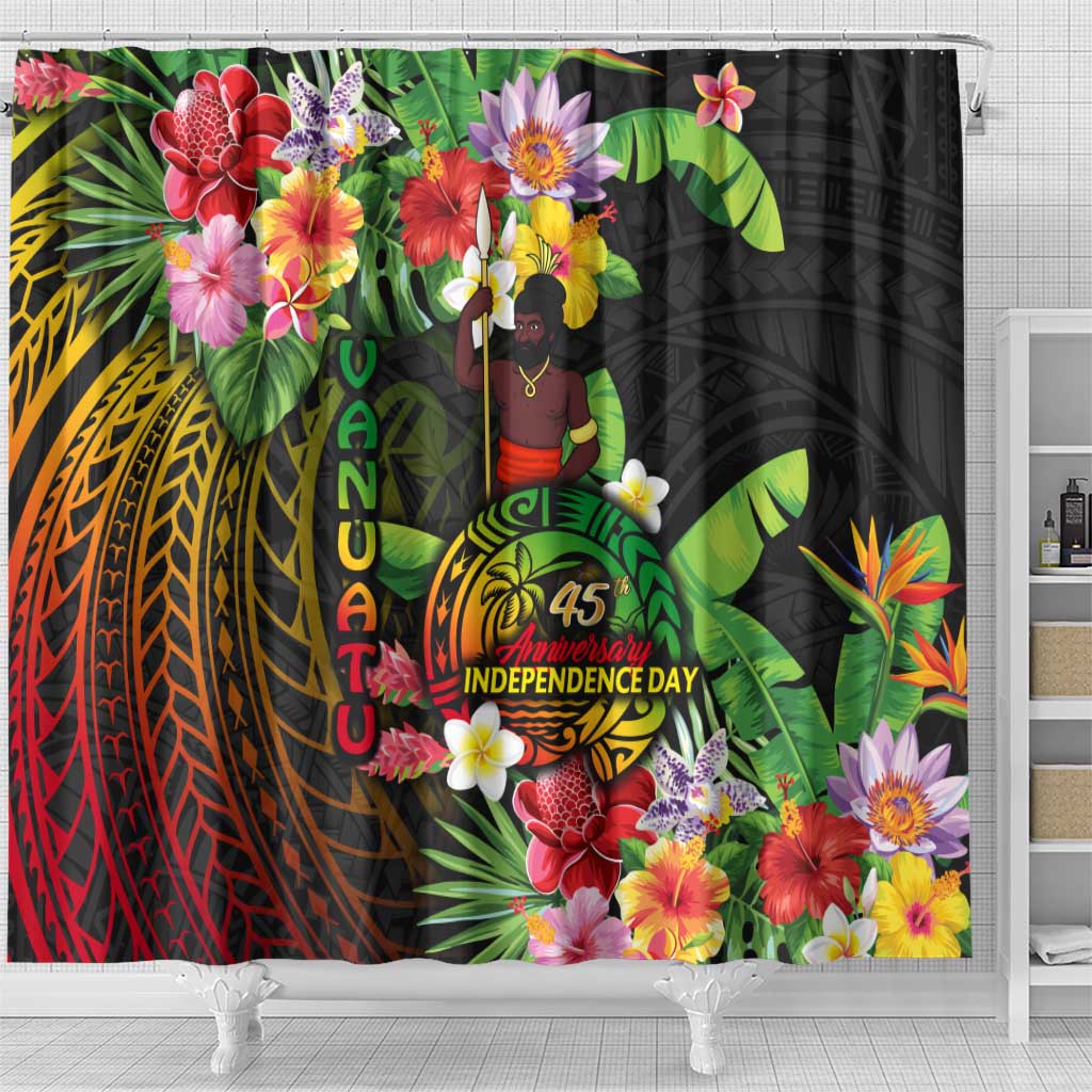 45th Anniversary of Freedom Vanuatu Shower Curtain Island Pride Cultural Power Pacific Unity