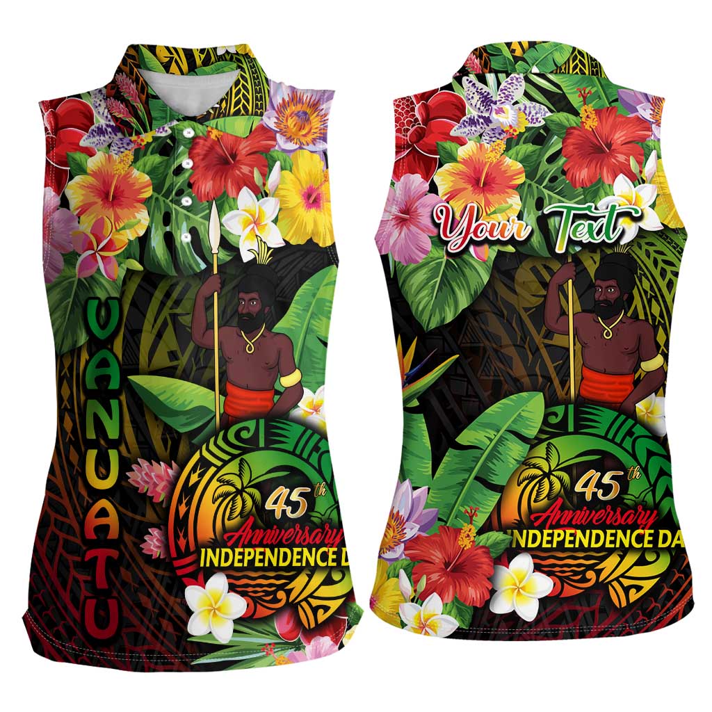 45th Anniversary of Freedom Vanuatu Women Sleeveless Polo Shirt Island Pride Cultural Power Pacific Unity