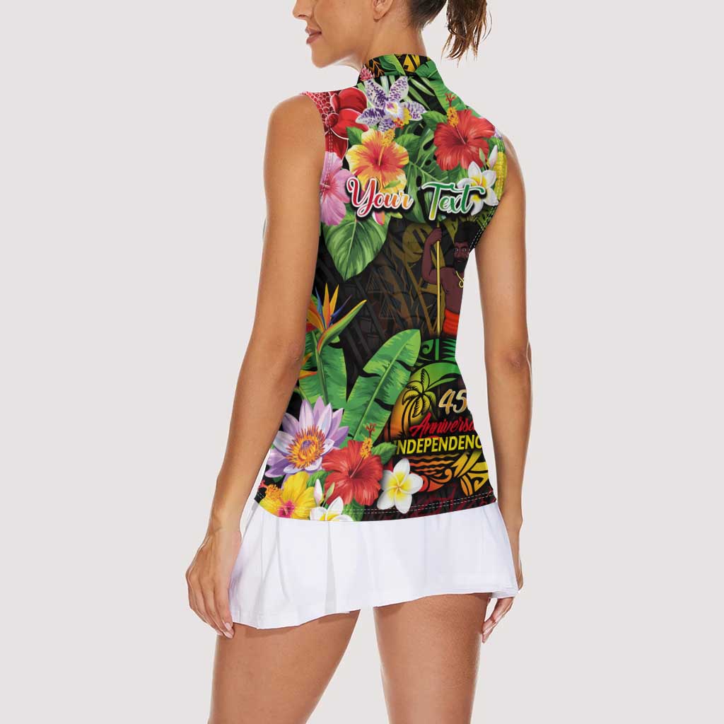 45th Anniversary of Freedom Vanuatu Women Sleeveless Polo Shirt Island Pride Cultural Power Pacific Unity