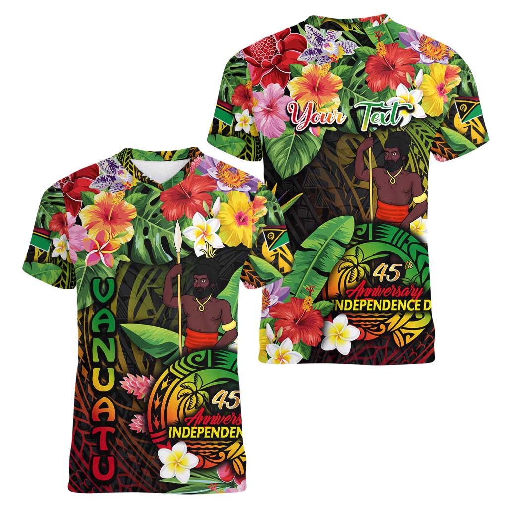 45th Anniversary of Freedom Vanuatu Women V-Neck T-Shirt Island Pride Cultural Power Pacific Unity
