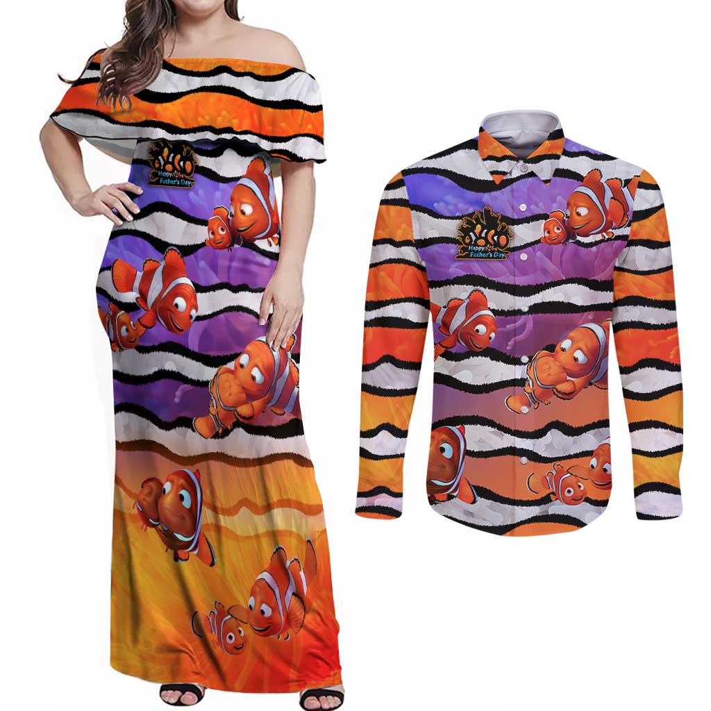 The Ocean Best Dad Couples Matching Off Shoulder Maxi Dress and Long Sleeve Button Shirt Like Marlin Happy Fathers Day To a True Hero DT02 Art - Polynesian Pride