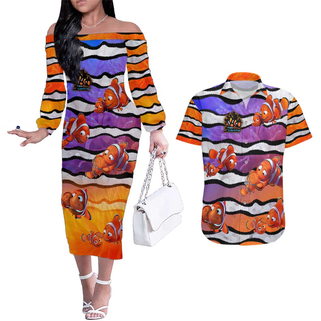 The Ocean Best Dad Couples Matching Off The Shoulder Long Sleeve Dress and Hawaiian Shirt Like Marlin Happy Fathers Day To a True Hero - Polynesian Pride
