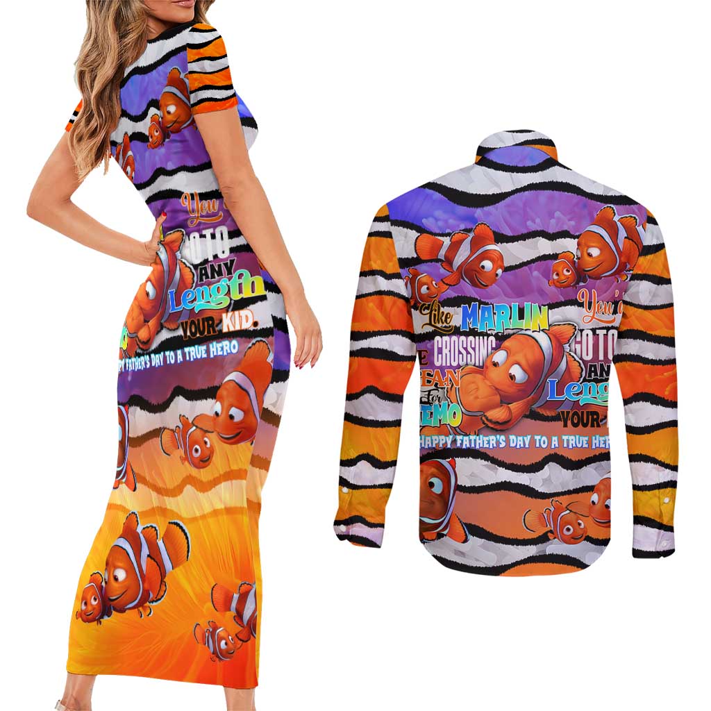 The Ocean Best Dad Couples Matching Short Sleeve Bodycon Dress and Long Sleeve Button Shirt Like Marlin Happy Fathers Day To a True Hero - Polynesian Pride