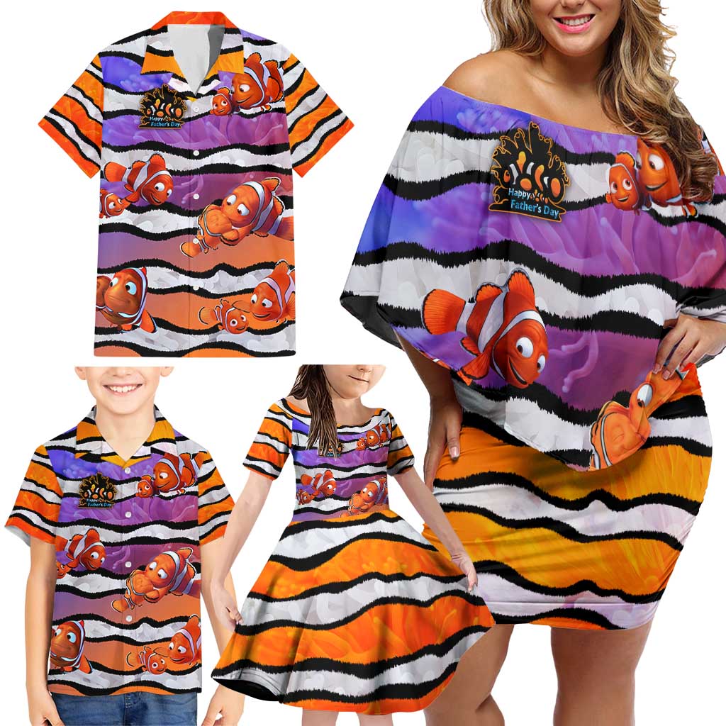 The Ocean Best Dad Family Matching Off Shoulder Short Dress and Hawaiian Shirt Like Marlin Happy Fathers Day To a True Hero - Polynesian Pride