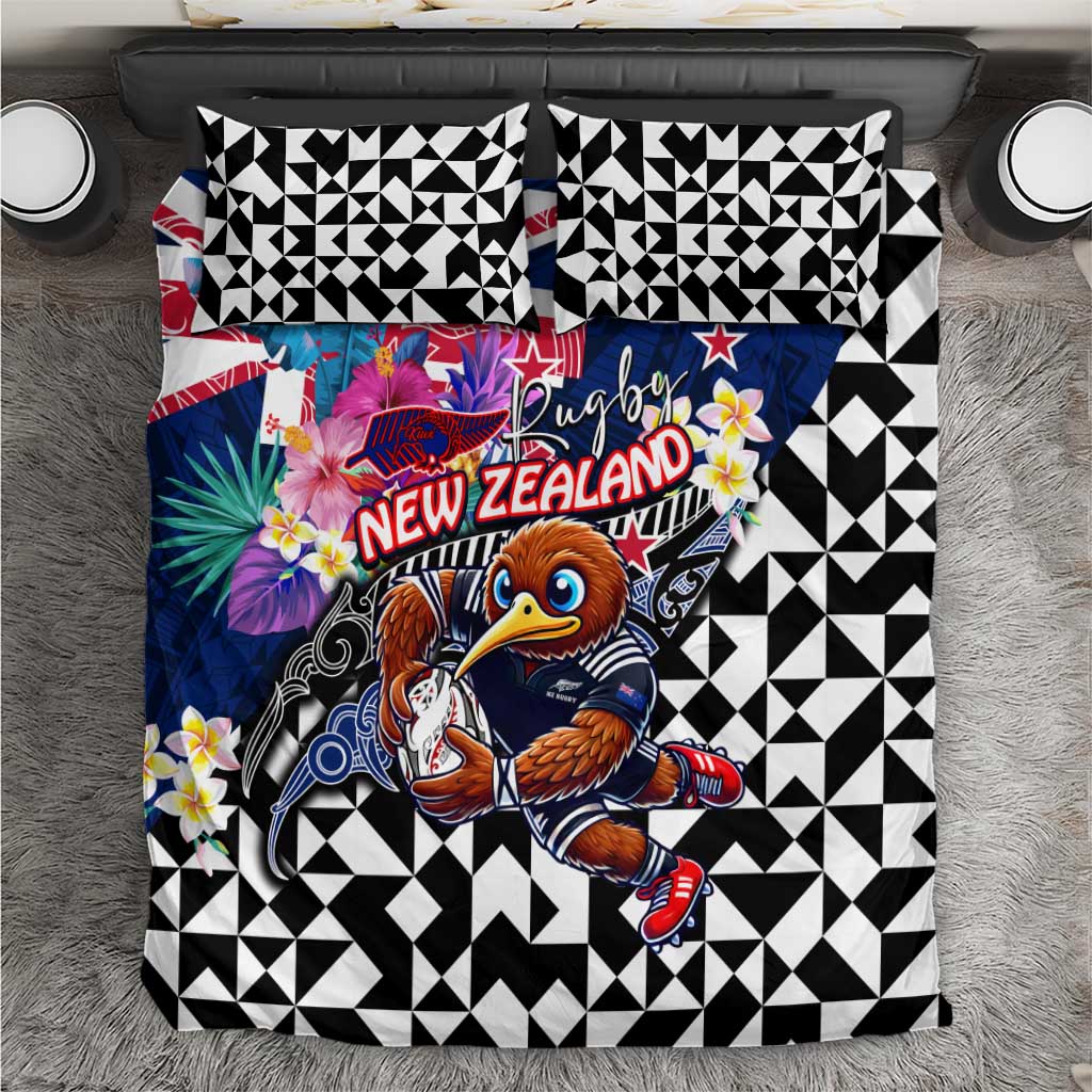 Kiwi New Zealand Rugby Bedding Set Kiwis Mascot Tropical Pattern