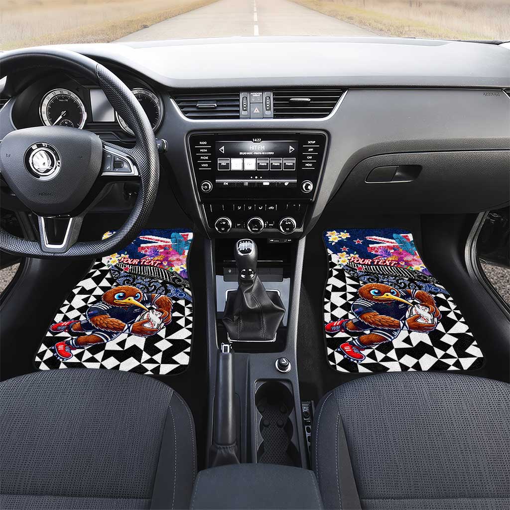 Kiwi New Zealand Rugby Car Mats Kiwis Mascot Tropical Pattern
