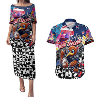 Personalized Kiwi New Zealand Rugby Couples Matching Puletasi and Hawaiian Shirt Kiwis Mascot Tropical Pattern