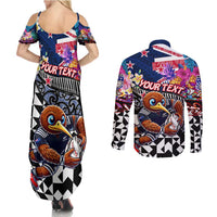Personalized Kiwi New Zealand Rugby Couples Matching Summer Maxi Dress and Long Sleeve Button Shirt Kiwis Mascot Tropical Pattern DT02 - Polynesian Pride