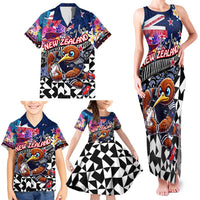 Personalized Kiwi New Zealand Rugby Family Matching Tank Maxi Dress and Hawaiian Shirt Kiwis Mascot Tropical Pattern