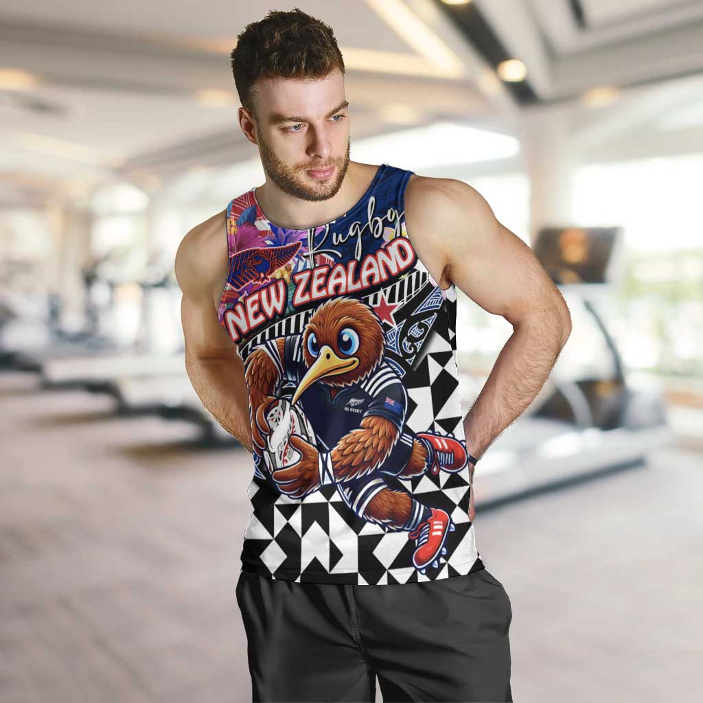 Personalized Kiwi New Zealand Rugby Men Tank Top Kiwis Mascot Tropical Pattern