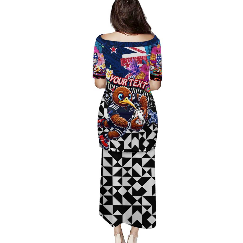 Personalized Kiwi New Zealand Rugby Puletasi Kiwis Mascot Tropical Pattern