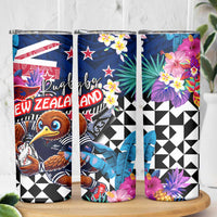 Kiwi New Zealand Rugby Skinny Tumbler Kiwis Mascot Tropical Pattern DT02 - Polynesian Pride