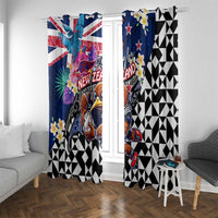 Kiwi New Zealand Rugby Window Curtain Kiwis Mascot Tropical Pattern