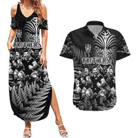 Personalized All Black Brothers Rugby Couples Matching Summer Maxi Dress and Hawaiian Shirt New Zealand Maori Haka