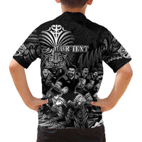 Personalized All Black Brothers Rugby Family Matching Tank Maxi Dress and Hawaiian Shirt New Zealand Maori Haka DT02 - Polynesian Pride