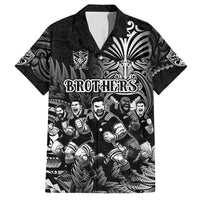 Personalized All Black Brothers Rugby Family Matching Tank Maxi Dress and Hawaiian Shirt New Zealand Maori Haka DT02 Dad's Shirt - Short Sleeve Black - Polynesian Pride