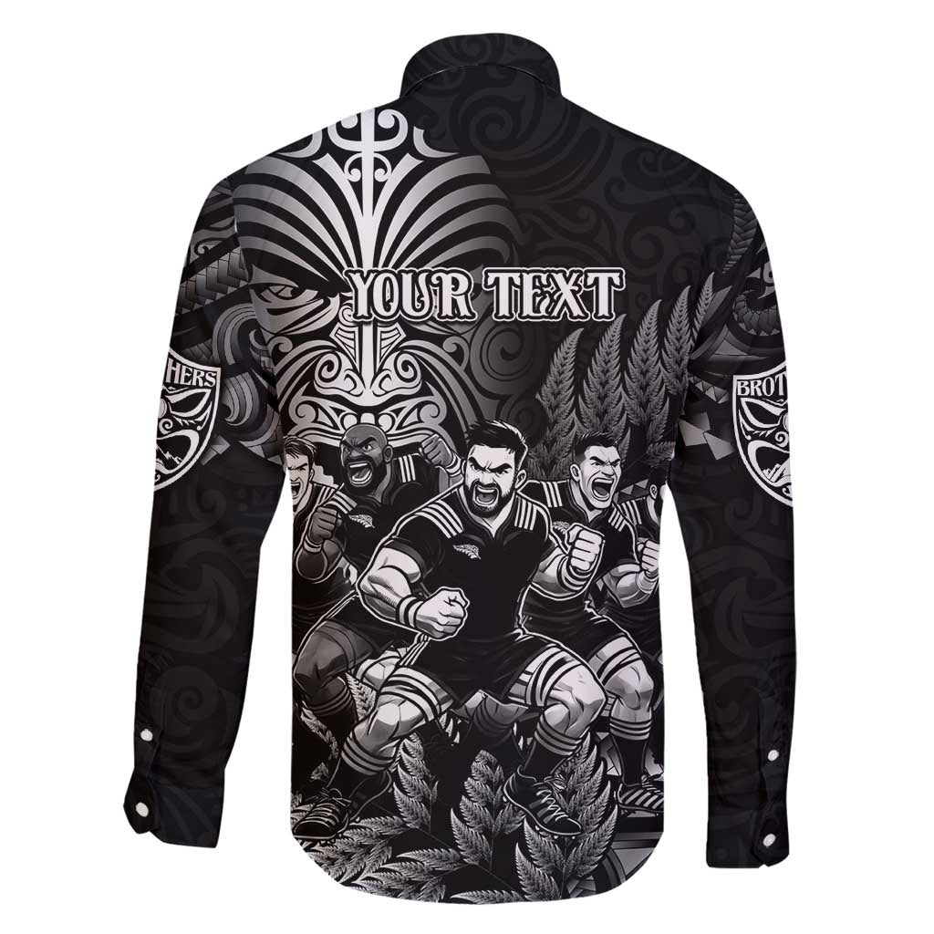 Personalized All Black Brothers Rugby Family Matching Tank Maxi Dress and Hawaiian Shirt New Zealand Maori Haka DT02 - Polynesian Pride