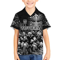 Personalized All Black Brothers Rugby Family Matching Tank Maxi Dress and Hawaiian Shirt New Zealand Maori Haka DT02 Son's Shirt Black - Polynesian Pride