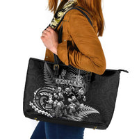 All Black Brothers Rugby Leather Tote Bag New Zealand Maori Haka DT02 Black - Polynesian Pride