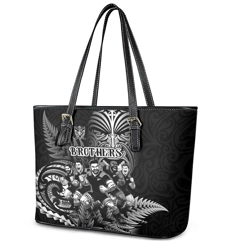 All Black Brothers Rugby Leather Tote Bag New Zealand Maori Haka DT02 - Polynesian Pride