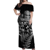 Personalized All Black Brothers Rugby Off Shoulder Maxi Dress New Zealand Maori Haka