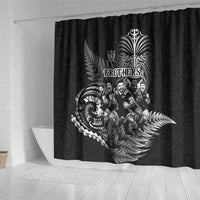 All Black Brothers Rugby Shower Curtain New Zealand Maori Haka