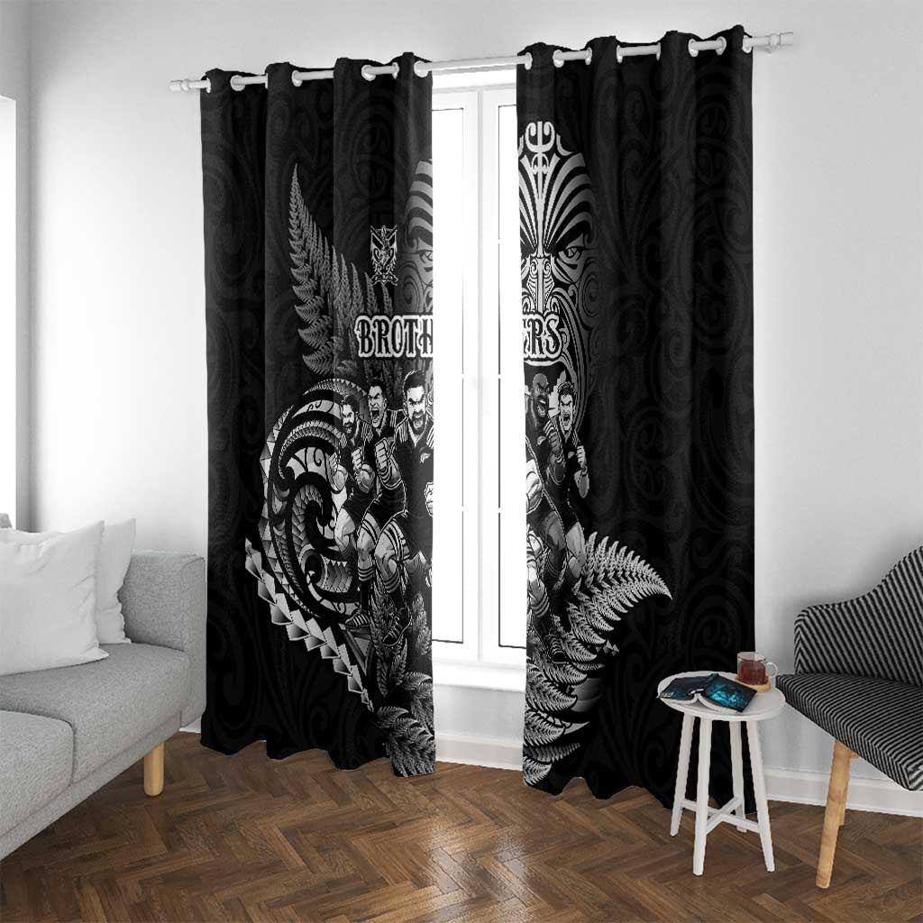 All Black Brothers Rugby Window Curtain New Zealand Maori Haka