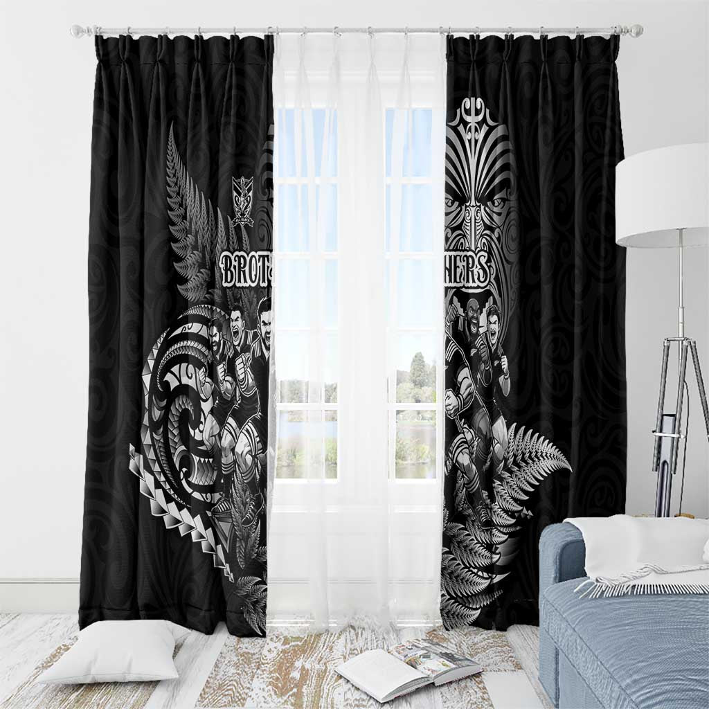 All Black Brothers Rugby Window Curtain New Zealand Maori Haka