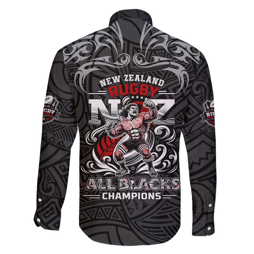 All Black NZL Rugby Champions Family Matching Off Shoulder Maxi Dress and Hawaiian Shirt Maori Warrior