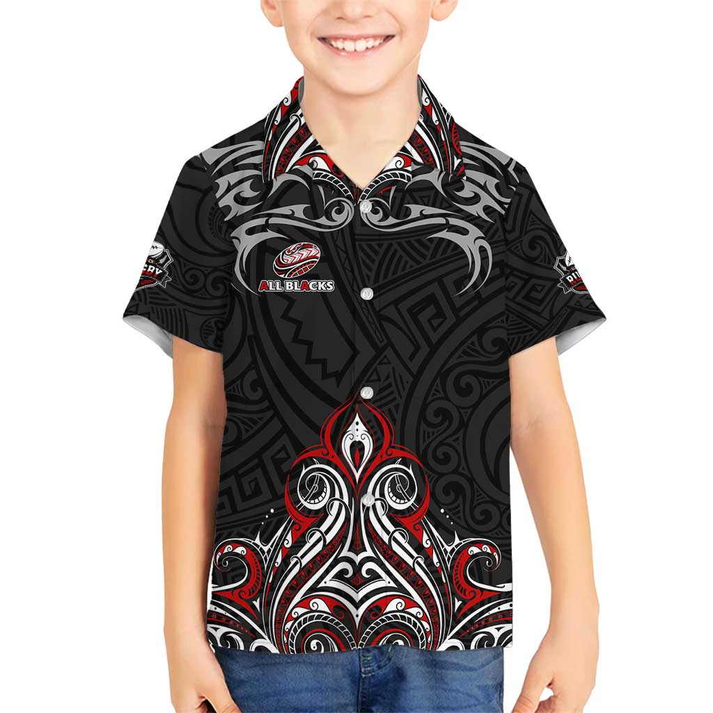 All Black NZL Rugby Champions Family Matching Off Shoulder Maxi Dress and Hawaiian Shirt Maori Warrior