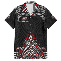 All Black NZL Rugby Champions Family Matching Puletasi and Hawaiian Shirt Maori Warrior DT02 Dad's Shirt - Short Sleeve Black - Polynesian Pride
