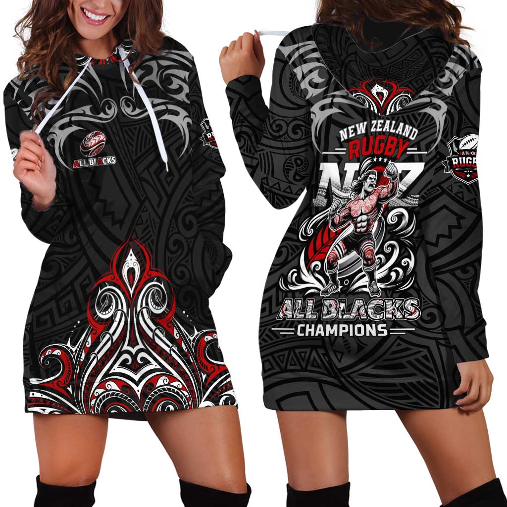 All Black NZL Rugby Champions Hoodie Dress Maori Warrior