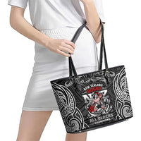 All Black NZL Rugby Champions Leather Tote Bag Maori Warrior DT02 - Polynesian Pride