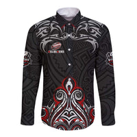 All Black NZL Rugby Champions Long Sleeve Button Shirt Maori Warrior DT02 Unisex Black - Polynesian Pride