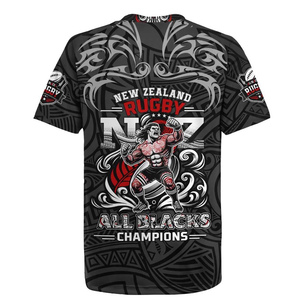 All Black NZL Rugby Champions Rugby Jersey Maori Warrior DT02 - Polynesian Pride