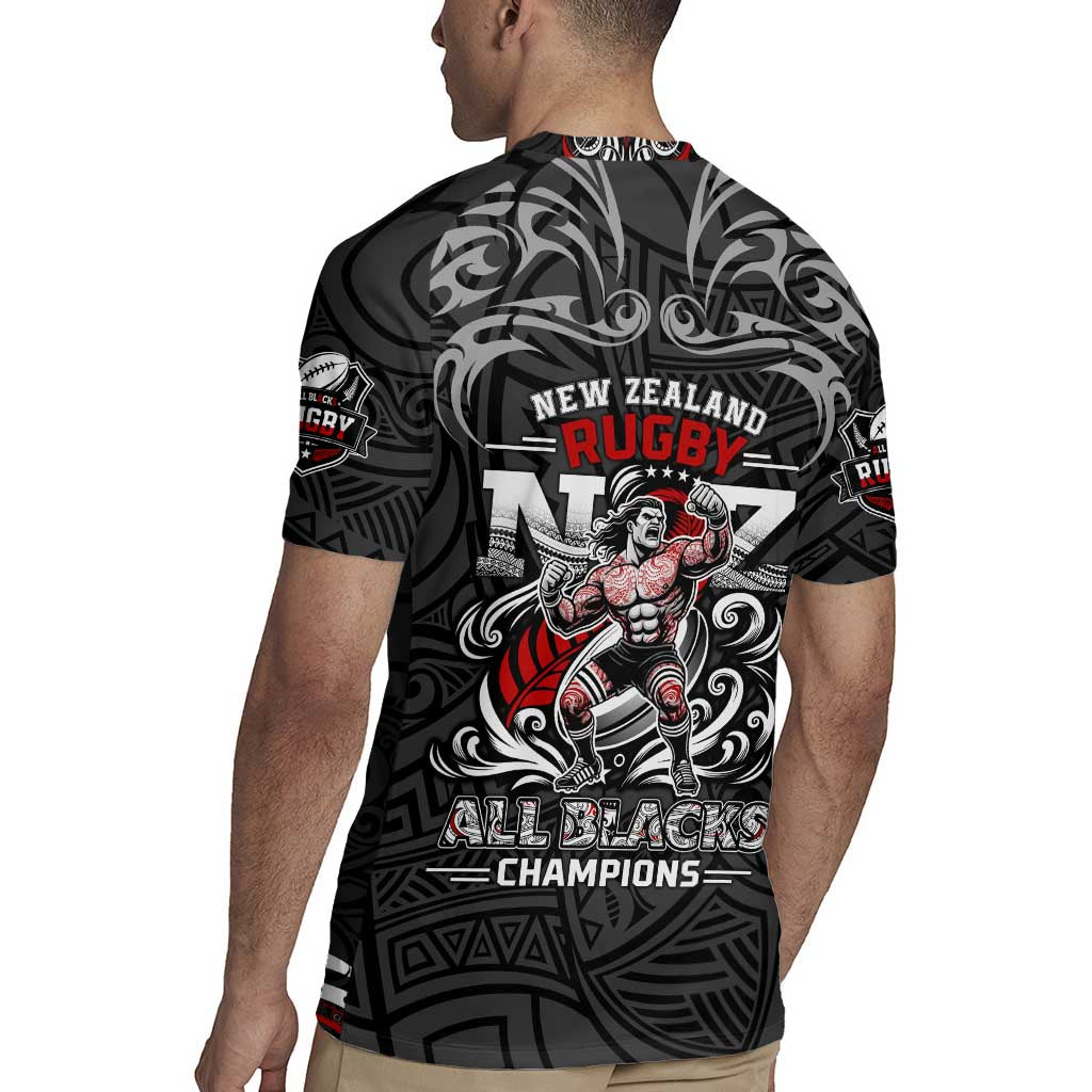 All Black NZL Rugby Champions Rugby Jersey Maori Warrior DT02 - Polynesian Pride