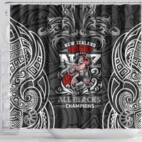 All Black NZL Rugby Champions Shower Curtain Maori Warrior
