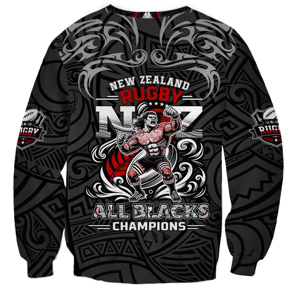 All Black NZL Rugby Champions Sweatshirt Maori Warrior DT02 - Polynesian Pride