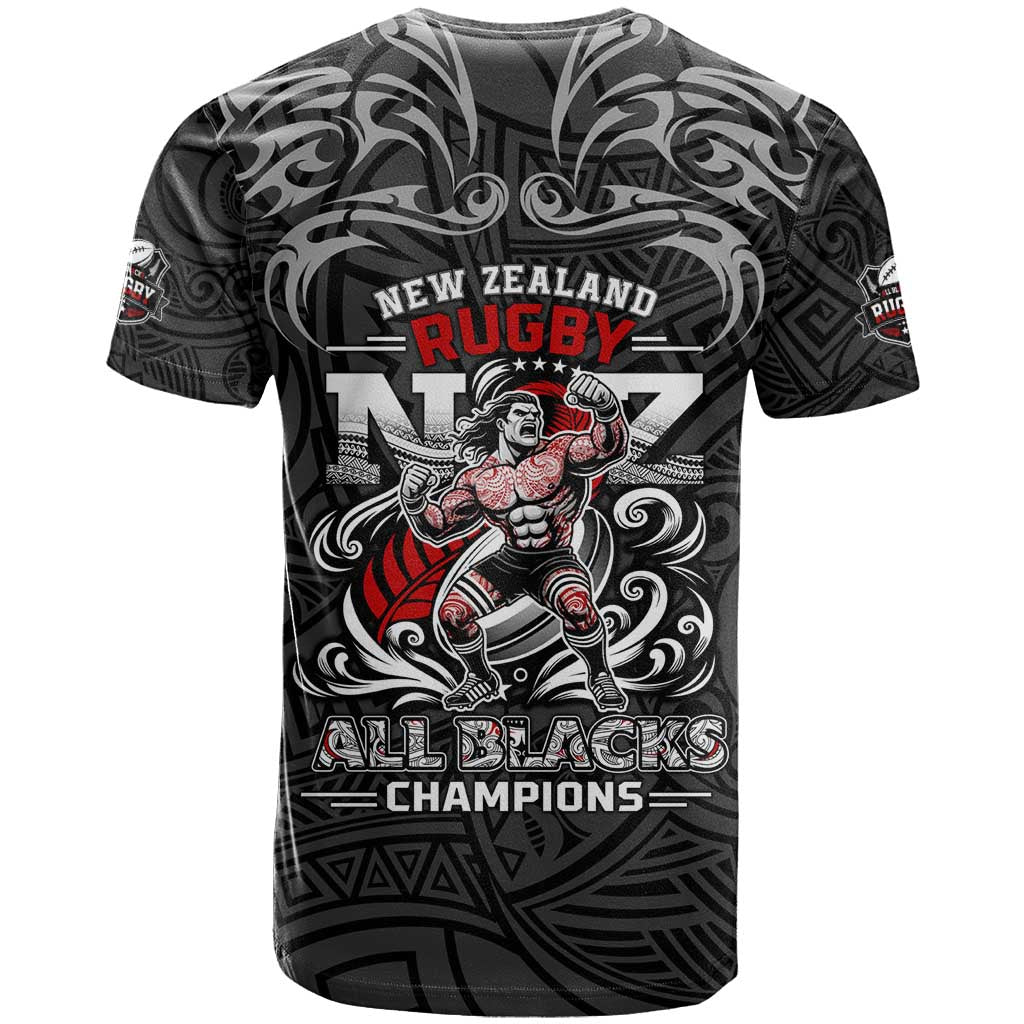 All Black NZL Rugby Champions T Shirt Maori Warrior DT02 - Polynesian Pride